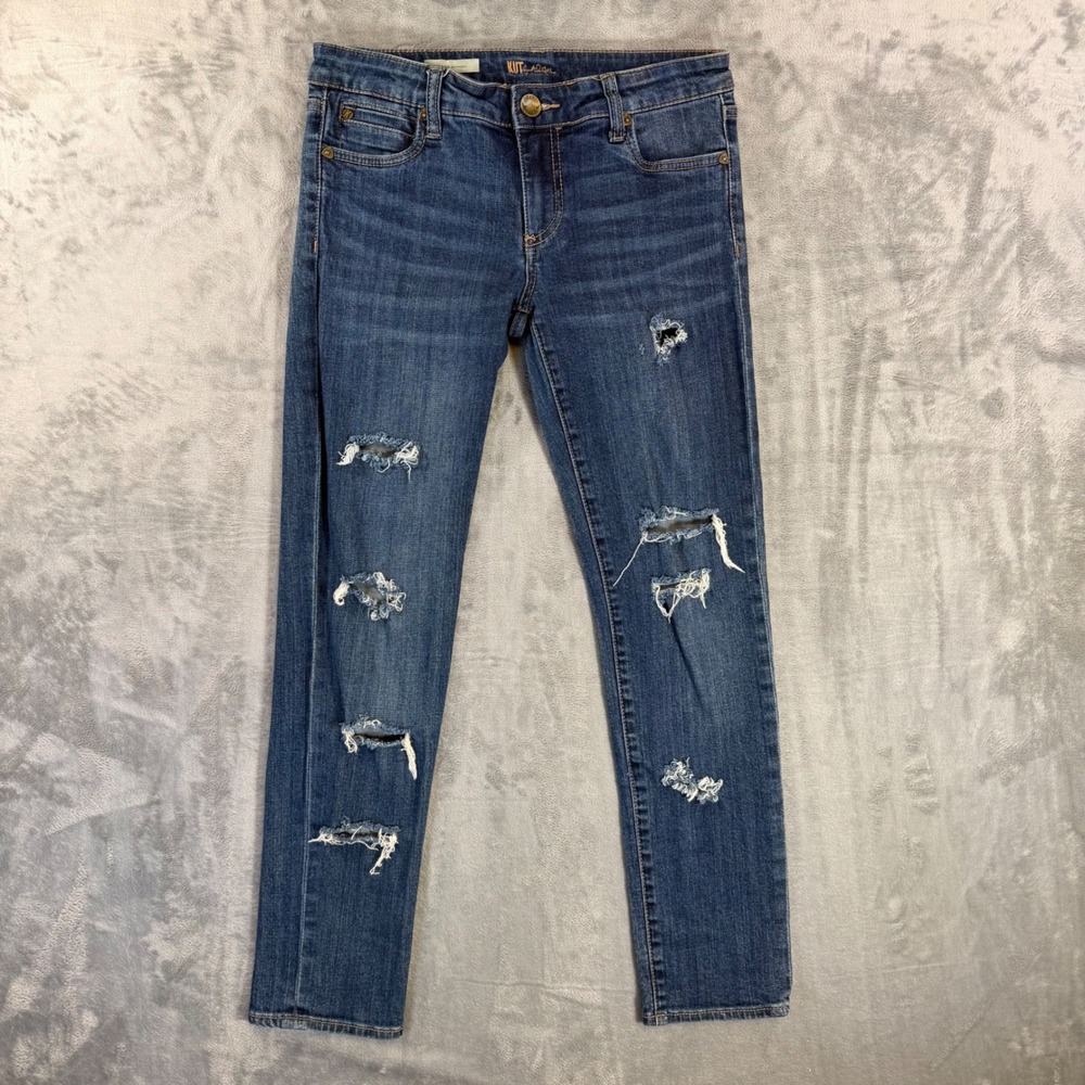 Kut from the Kloth Catherine Boyfriend‎ Distressed Jeans Women's Size 2 Blue